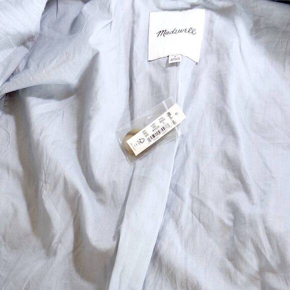 Madewell NEW Larsen Cotton Linen Relaxed Blazer in Windowpane Blue White Small - Picture 5 of 11